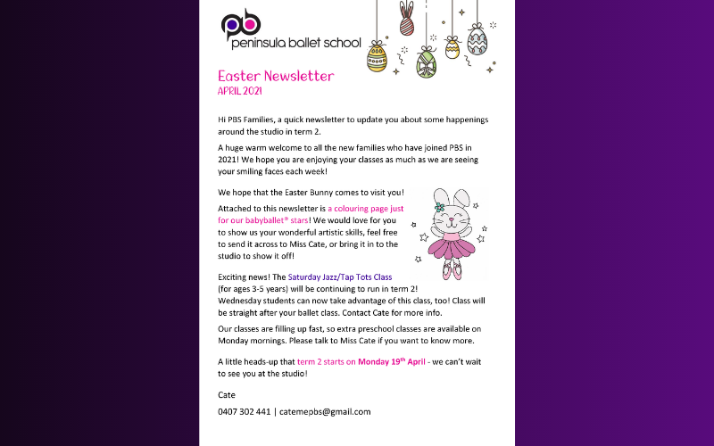 PBS – Easter Newsletter